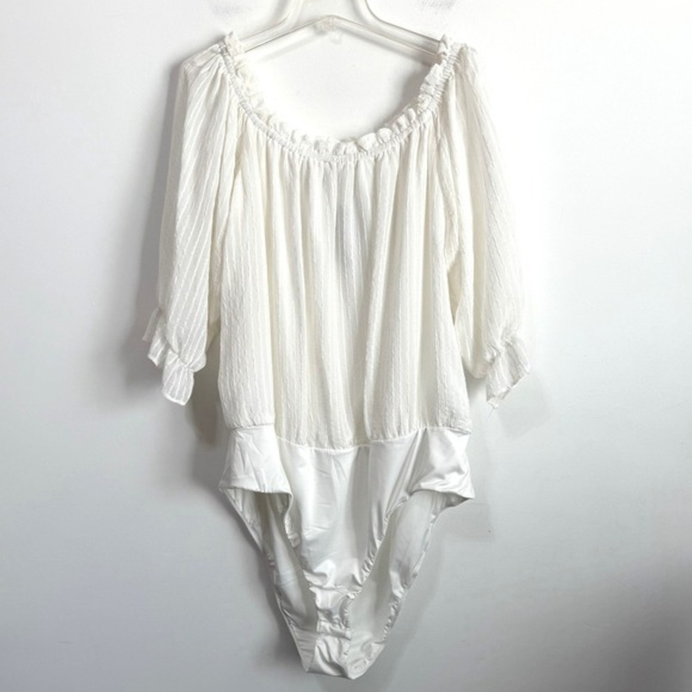 City‎ Chic Bodysuit White L Size 20 Off Shoulder Sweet Kiss Summer Top Beach NEW